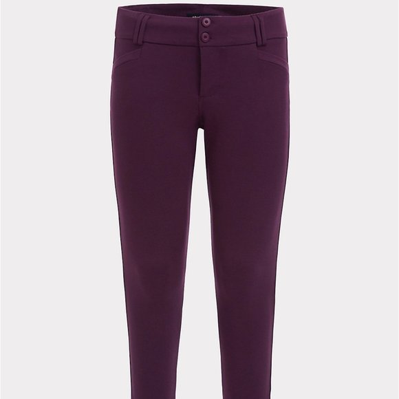 Torrid Premium Ponte Ankle Skinny Pant, Burgundy Purple, size 18 - Picture 2 of 3